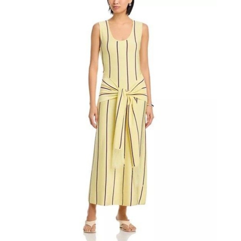 Phillip Lim Striped Midi Knit Tank Dress with Tassel Fringe Belt L